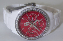 Oklahoma Sooners Watch Fossil Womens Ladies White Resin Wristwatch New