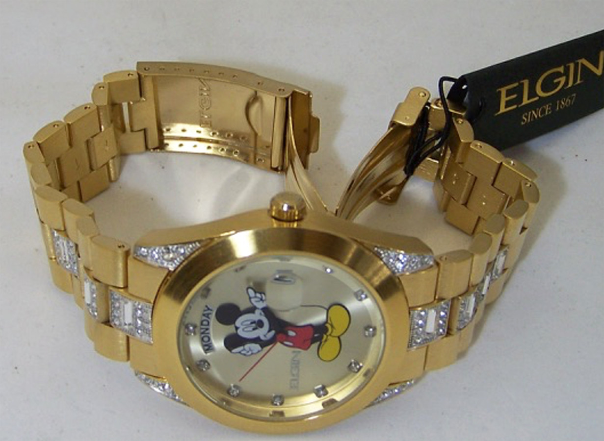 Elgin Mickey Mouse Watch Mens Disney Rotating Mickey Hands