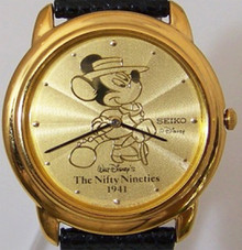 Mickey Mouse Seiko Watch Nifty Nineties Disney Gold Mens Wristwatch LE