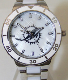 Miami Dolphins MOP Watch Ladies Mother of Pearl Wristwatch Game Time 