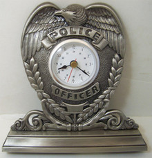 Police Officer Desk Clock Blue Hats of Bravery Vanmark Badge Clock