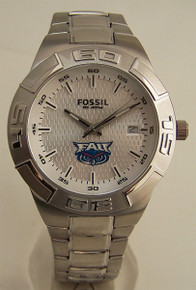 FAU Florida Atlantic Owlsley Fossil Watch Mens Mascot Logo Wristwatch