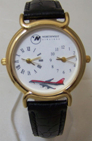 Northwest Airlines Dual Time Watch Two Display Airlines Wristwatch