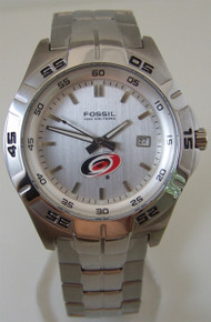 Carolina Hurricanes Hockey Fossil Watch Men Three Hand Date Wristwatch 