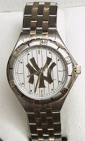 New York Yankees Pinstripe Watch Womens Game Time Gold Logo Wristwatch