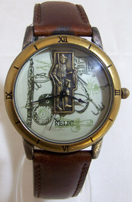 Fossil Fly Fisherman Watch Vintage Mens Fishing Collectors Wristwatch