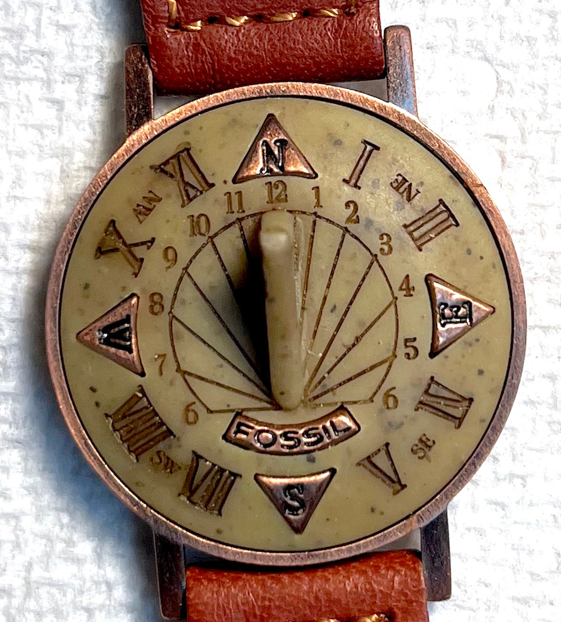 Fossil Sundial Watch Womens Sun Dial Copper Wristwatch SD7631 New