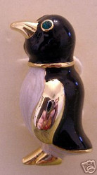 Sweet Baby Penguin Bird Enamel and Austrian Crystal Pin