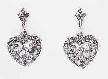 Marcasite heart earrings hot sale