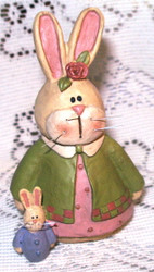 Bunny Rabbit Mom & One Baby Resin Figurine by Blossom Bucket