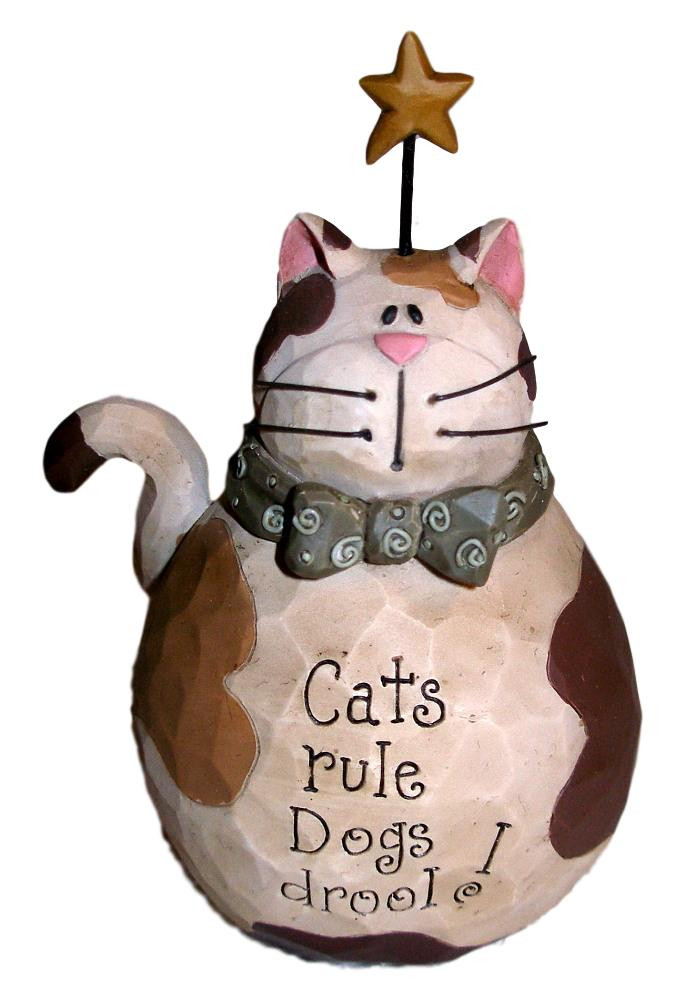 Cute Fat Calico Cat With Gold Star Cats Rule Dogs Drool Resin