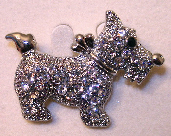 Scottie Scottish Terrier Puppy Dog Austrian Crystal Jeweled Pin