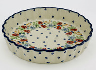 Polish Pottery Fluted Pie Dish- Field of Poppies