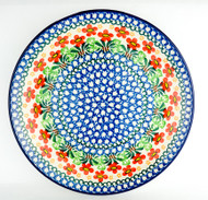 Polish Pottery Stoneware 10" Dinner Plate Red Wildflowers