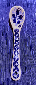 Polish Pottery Sugar Spoon Circles of Bleu