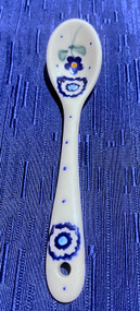 Polish Pottery Sugar Spoon Crystal Blue