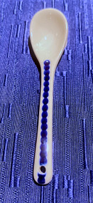 Polish Pottery Sugar Spoon Blue Dot