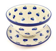 Polish Pottery Colander & Plate Blueberry Bliss