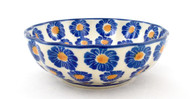 Polish Pottery Berry Bowl Blue Zinnia