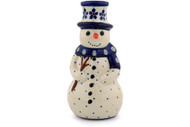 Polish Pottery Snowman Candle Flowering Peacock