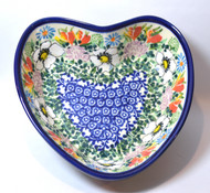 Polish Pottery Heart Bowl Rain Garden 
