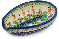 Polish Pottery Spoon Rest - Tulips and Daisys