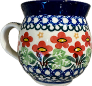 Polish Pottery Bubble Mug- Red Wildflowers