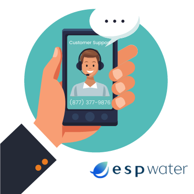 O suporte ao cliente da ESP Water Products está pronto para responder a perguntas