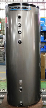ThermAtlantic 120 USG Stainless Steel Buffer Tank with 4 x 1-1/2" FNPT ports, Mg Anode, 3/4" FNPT T&P & drain ports, 1-1/2" & 1" FNPT ports for optional heating elements or connections, 2 x 1/2" thermal wells, 2" Polyurethane foam insulation.  This tank was specially designed to be used as either a buffer tank with hydraulic separation or as a storage tank.  It can also be fitted with optional field-installed backup heat elements which can eliminate the need for a backup boiler in some installations.  Made from 14 AWG high quality 316L stainless steel, these tanks are designed to last 10-25 years in closed loop hydronic installations and at least 10 years when used in potable water applications.  Tank is rated for use up to 90°C / 194°F and up to 150 PSI and requires purchase of a separate T&P valve suited for the application.  