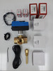In addition to the circulator (not shown here) these are the field installed components which ship with the DX2W-EX1.  They include:  3 way mixing valve, two 60 PSI oil-filled pressure gauges to measure pressure drop across circulator, circulator relay, boiler suppression relay,  heat pump current transducer, electric boiler current transducer, buffer tank temperature sensor, outdoor temperature sensor,  system supply & return and indoor temperature sensors, 15VDC power adapter and optional thermal well.