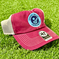 Stinson Mellor Lacrosse Co. Maroon & Khaki  Logo Circle Trucker Hat by Brand '47