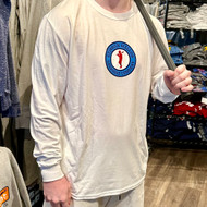 Stinson Mellor Lacrosse Company Circle Logo Front, Deer Back and Longitude and Latitude Sleeve Long Sleeve T-Shirt