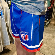 Stinson Mellor Lacrosse Co. R/W/B Pinstripe Shorts with Shield Logo 