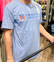 Stinson Mellor Lacrosse Co Faded Shield Carolina Blue Heather Short Sleeve T-Shirt