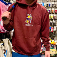 Stinson Mellor Lacrosse Co. Maroon W/ Deer and Longitude & Latitude Powerblend Hooded Sweatshirt by Champion