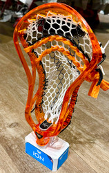 East Coast Dyes Lava Orange Ion Strung with Hero 4.0 Black Stryker Mesh and Black, White and Orange Stringing String 