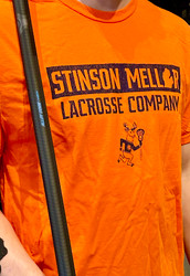 Stinson Mellor Lacrosse Co Orange Short Sleeve T-Shirt with Navy Print 