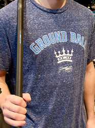 Stinson Mellor Lacrosse Co Navy Ground Ball Royalty  Blue Snow Heather Short Sleeve T-Shirt with Carolina and White Print  