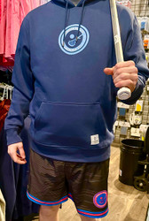 Stinson Mellor Lacrosse Co. Navy Hooded Sweatshirt W/ Throwback Circle Logo Front and Deer  Logo Back by Warrior