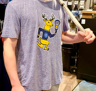 Stinson Mellor Lacrosse Co Royal/Grey  Heather Short Sleeve  T-Shirt w/DeerFront and "Fastest Game On..." on Back