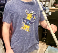 Stinson Mellor Lacrosse Co Navy Snow Heather Short Sleeve  T-Shirt w/DeerFront and "Fastest Game On..." on Back