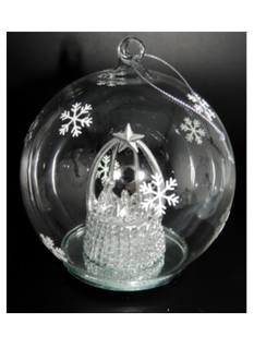 Light up Ball with SILVER Nativity - 10cm