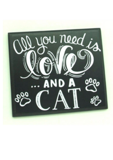 Cat and Love Sign - 13 x 11cm