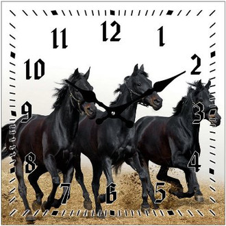 Clock Horse Black 17cm