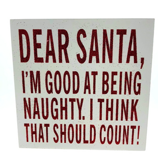 Word Block Good at Naughty 15x15cm