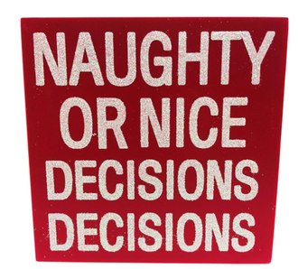 Word Block Naughty or Nice 15x15cm
