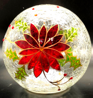 Poinsettia Ball Lightup 15cm