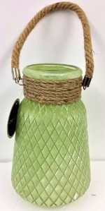 Glass Vase with Rope 25cm Green 