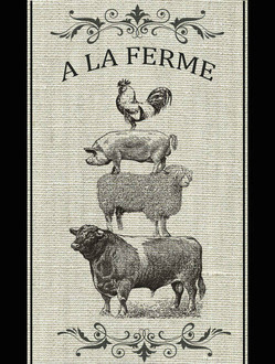 Glass Plaque LA Ferme B/W 40x30cm