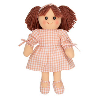 Sadie - peach gingham dress - 35cm doll